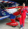 Jaquie Warda flies in her Lady Eagle Safety custom uniform, made by women for women