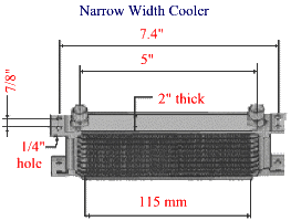 oil cooler mocal, aluminum narrow width for special applications