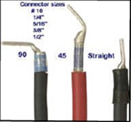 power cable ends, straight, 45, 90